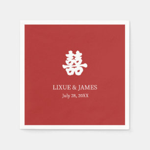 Red Double Happiness Chinese calligraphy asian   Napkin