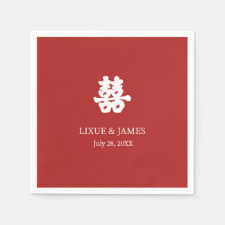 Red Double Happiness Chinese calligraphy asian   Napkin