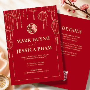 Red Double Happiness Lantern Wedding Invitation