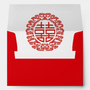 red double happiness modern chinese wedding envelopes