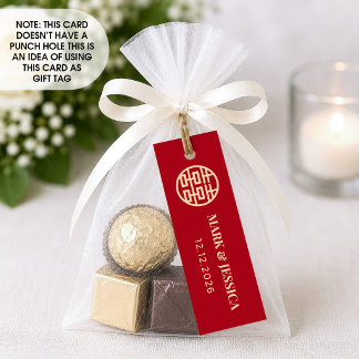 Red Double Happiness Wedding tag (1x3 inch)