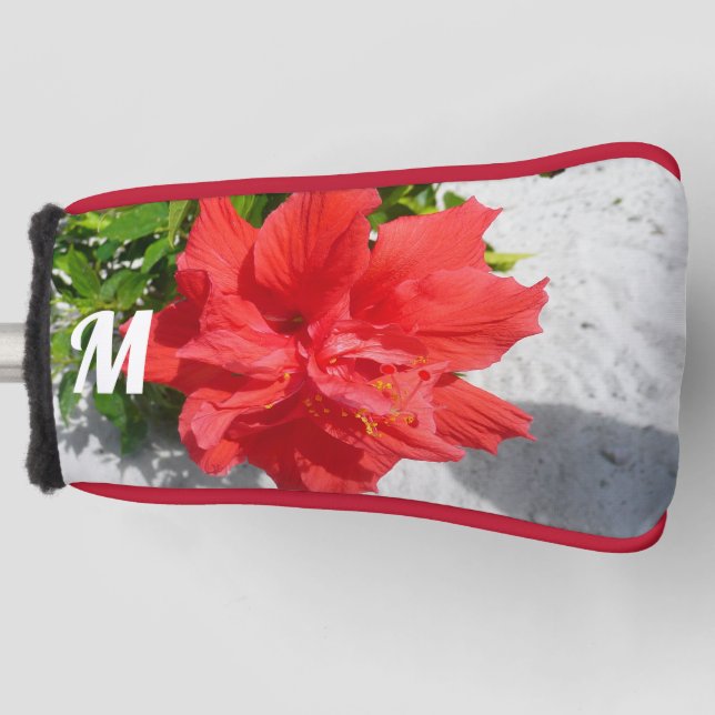 Red Double Hibiscus Flower Golf Head Cover (Front)