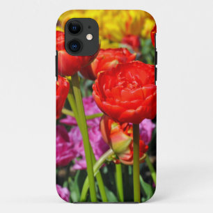 Red double tulips iPhone 11 case