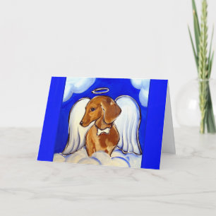 Red Doxie Angel Card