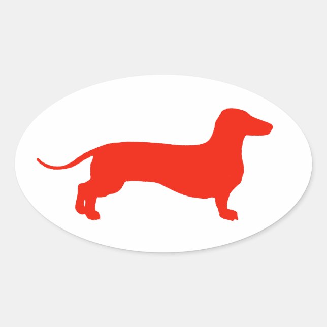 Red Doxie Oval Sticker (Front)