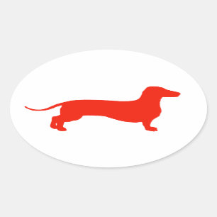 Red Doxie Oval Sticker