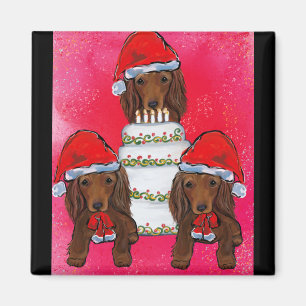 Red Doxie Santas Magnet