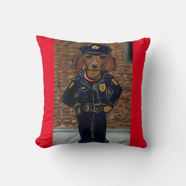 Red Doxie Throw Pillow (Front)
