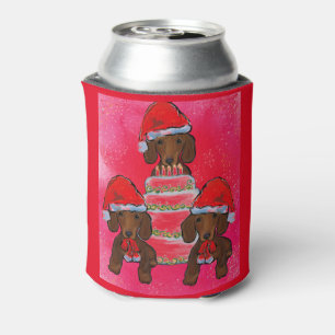 Red Doxies Christmas Can Cooler