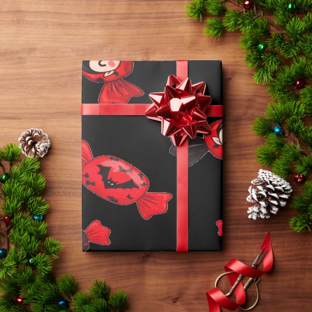 Red Dracula Candy For Halloween Wrapping Paper (Holiday Gift)