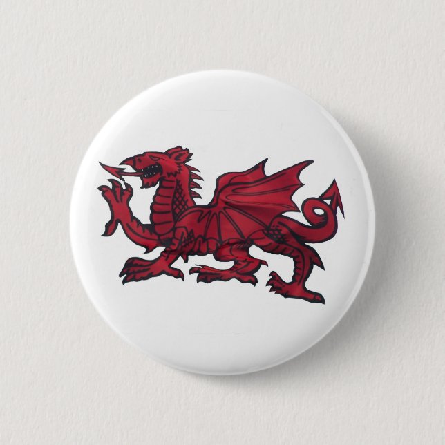 RED DRAGON. 2 INCH ROUND BUTTON (Front)