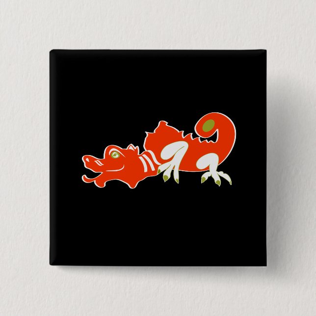 Red dragon 2 inch square button (Front)