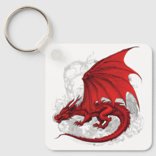 Red Dragon Abstract  Keychain