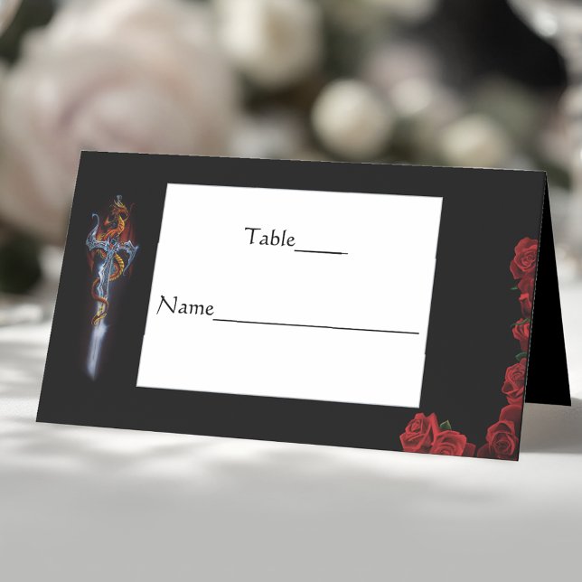 Red Dragon and Roses Place Card (Creator Uploaded)