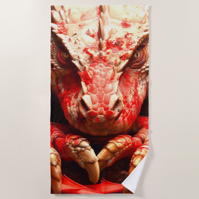 Red Dragon Beach Towel (Front)