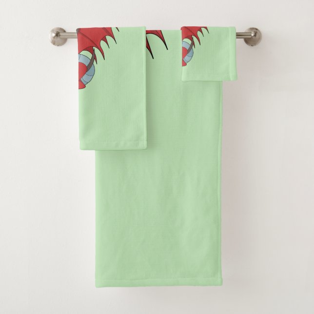 Red Dragon Cartoon  Bath Towel Set (Insitu)