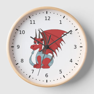 Red Dragon Cartoon Clock