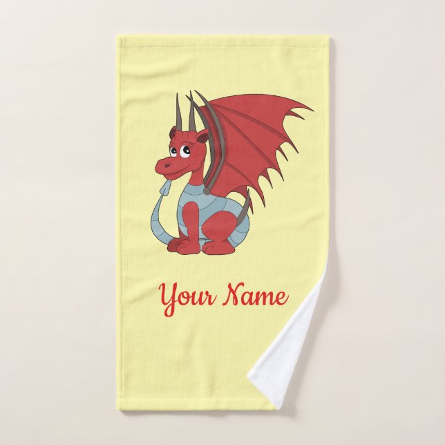 Red Dragon Cartoon  Hand Towel (Hand Towel)