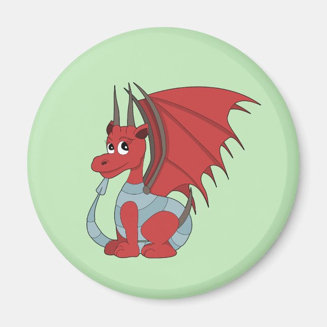 Red Dragon Cartoon  Magnet (Front)