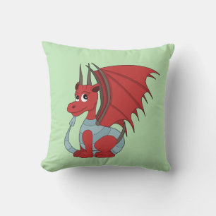 Red Dragon Cartoon Throw Pillow