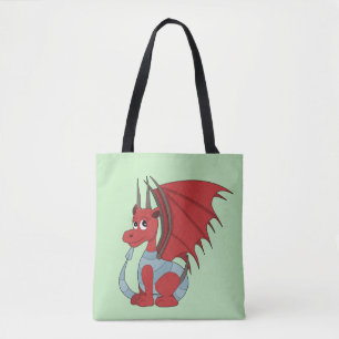 Red Dragon Cartoon  Tote Bag