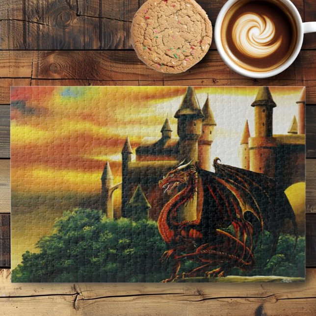Red Dragon Castle Fantasy Jigsaw Puzzle (Creator Uploaded)
