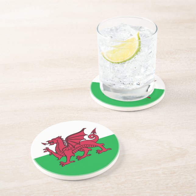 Red Dragon Celtic Flag of Wales & Welsh Coaster (Side)