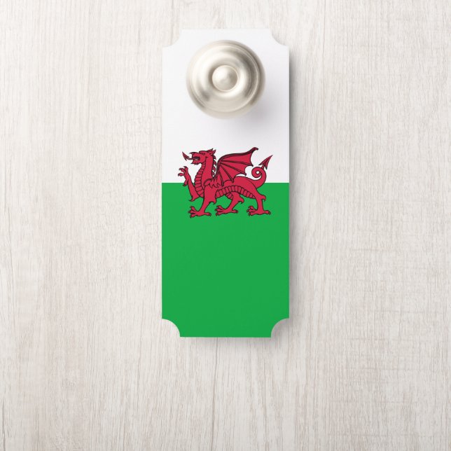 Red Dragon Celtic Flag of Wales & Welsh Door Hanger (On Knob)