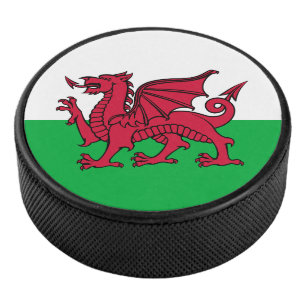 Red Dragon Celtic Flag of Wales & Welsh Hockey Puck