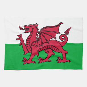 Red Dragon Celtic Flag of Wales & Welsh Kitchen Towel