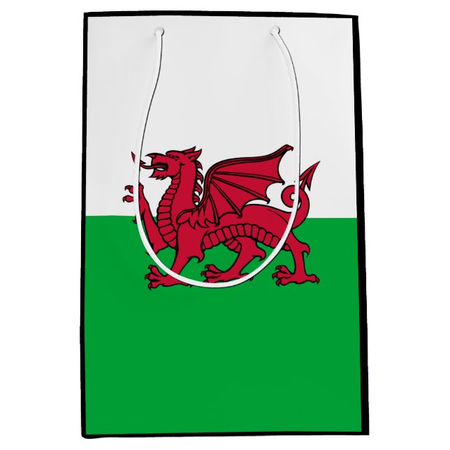 Red Dragon Celtic Flag of Wales & Welsh Medium Gift Bag (Front)