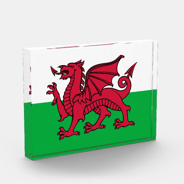 Red Dragon Celtic Flag of Wales & Welsh Photo Block (Left)