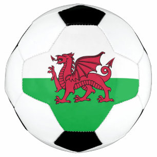 Red Dragon Celtic Flag of Wales & Welsh Soccer Ball