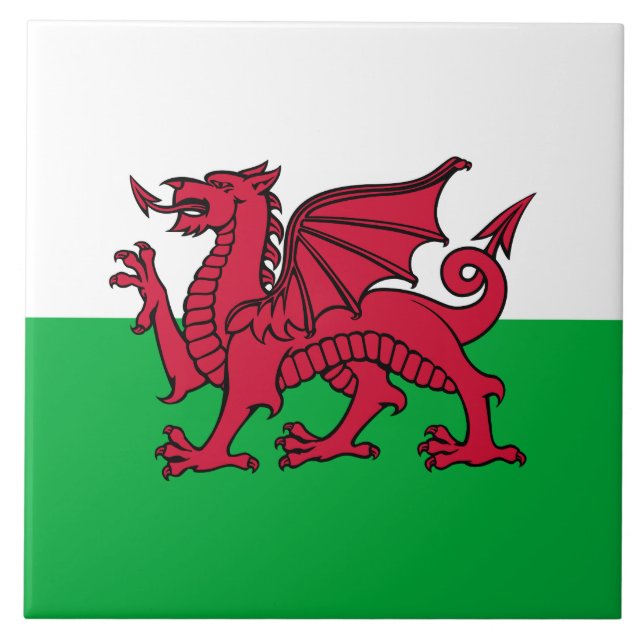 Red Dragon Celtic Flag of Wales & Welsh Tile (Front)