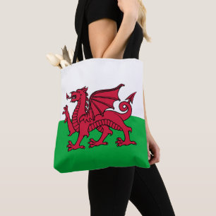 Red Dragon Celtic Flag of Wales & Welsh Tote Bag
