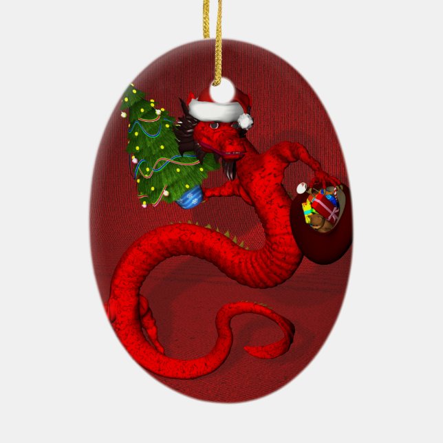 Red Dragon Ceramic Ornament (Back)
