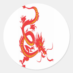 Red Dragon Chinese New Year Classic Round Sticker