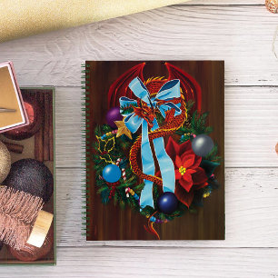 Red Dragon Christmas Wreath Notebook