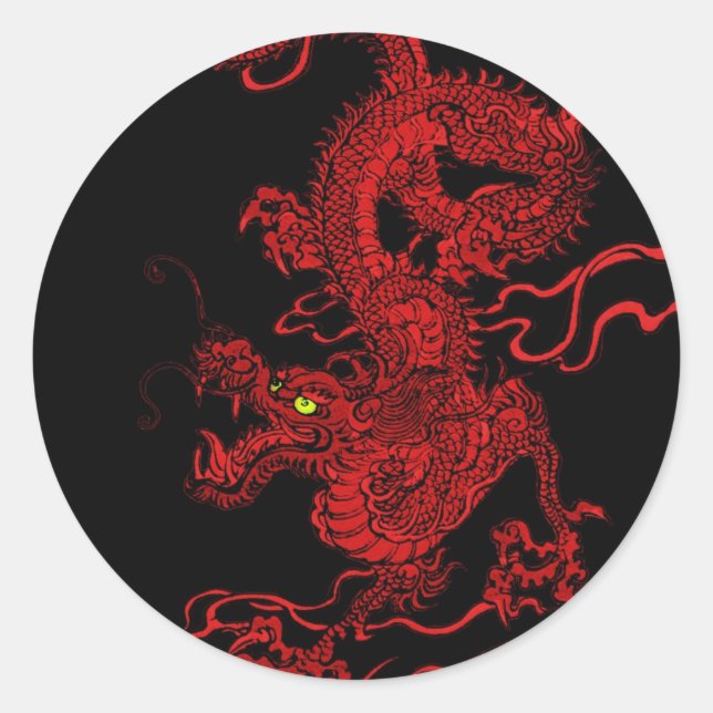 Red Dragon Classic Round Sticker (Front)