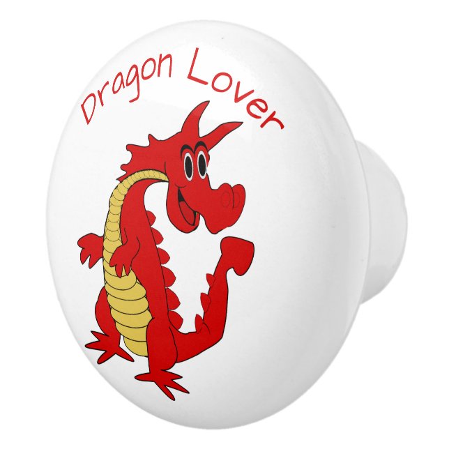 Red Dragon Design Personalised Ceramic Knob (Right)