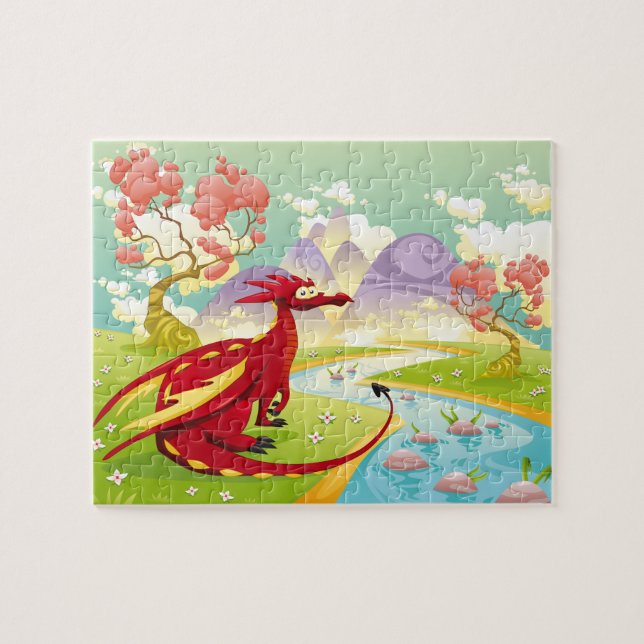 Red Dragon Dreamscape 8x10 Jigsaw Puzzle (Horizontal)
