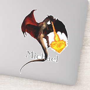 Red Dragon Fire Breathing Heart Personalized