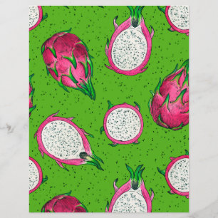 Red dragon fruit on green