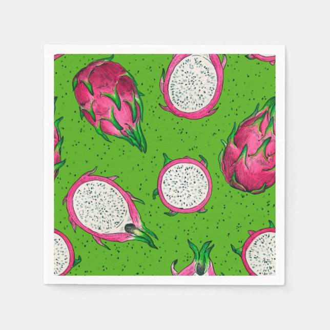 Red dragon fruit on green napkin (Front)
