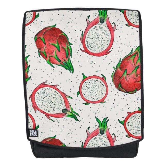 Red dragon fruit on off white backpack (Front)