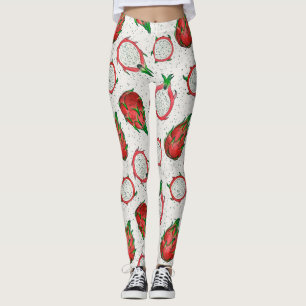 Red dragon fruit on off white leggings