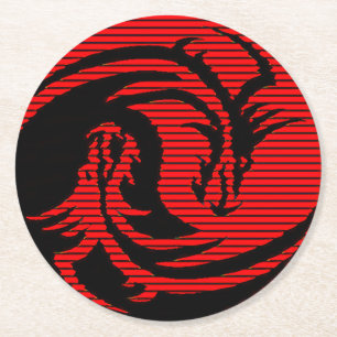 Red dragon gel mouse pad round paper coaster