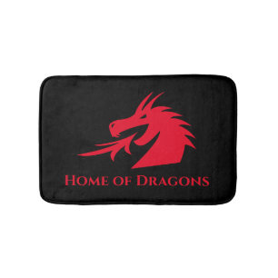 Red dragon head design unique bath mat