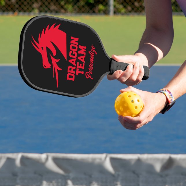 Red dragon logo personalized pickleball paddle (Insitu)