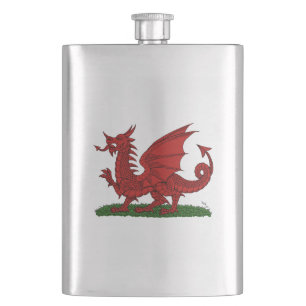 Red Dragon of Wales Hip Flask